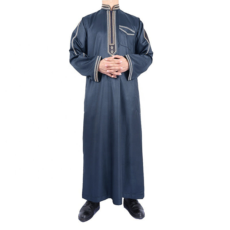 Herren traditionelles Langgewand mit dekorativer Stickerei und eleganter Knopfleiste EB