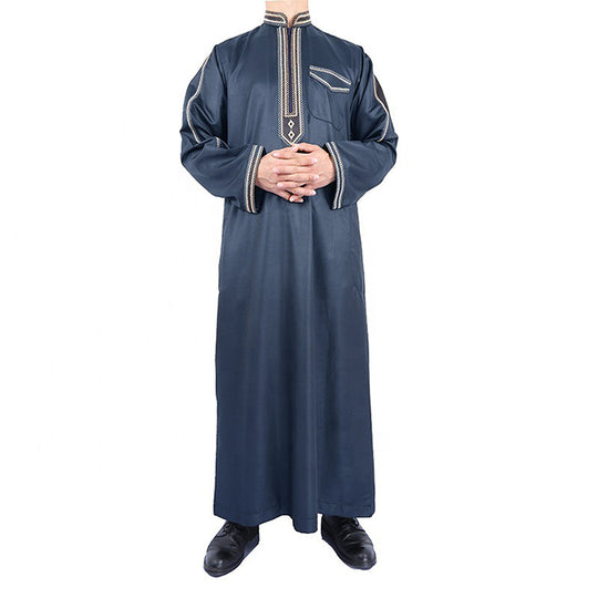 Herren traditionelles Langgewand mit dekorativer Stickerei und eleganter Knopfleiste EB
