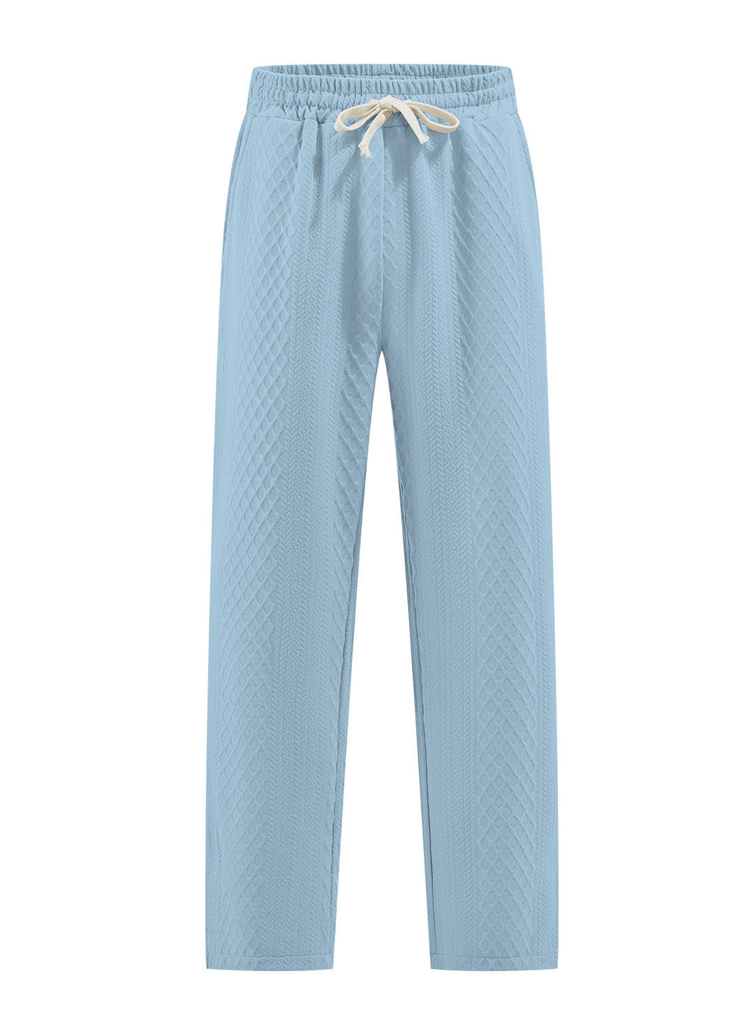 Damen nan komfortable strukturierte Loungehose mit elastischem Kordelbund und geradem Bein EB