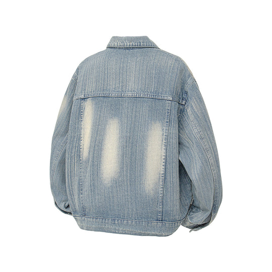 Damen Denimjacke im Vintage-Stil mit lässigem Schnitt und praktischem Druckknopfverschluss EB