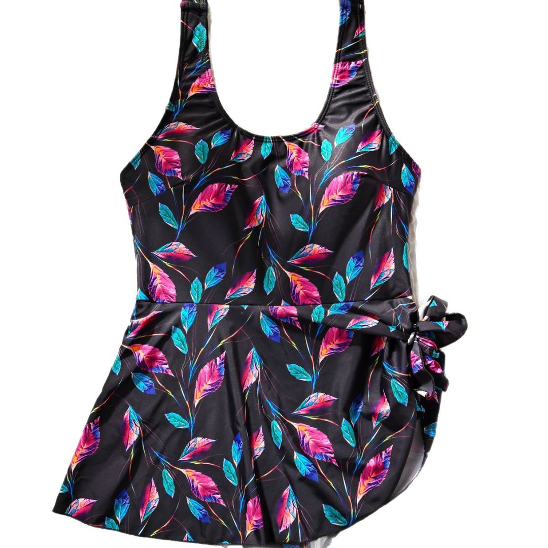 Damen Einteiler-Badeanzug mit floralem Design und Wickelrock EB