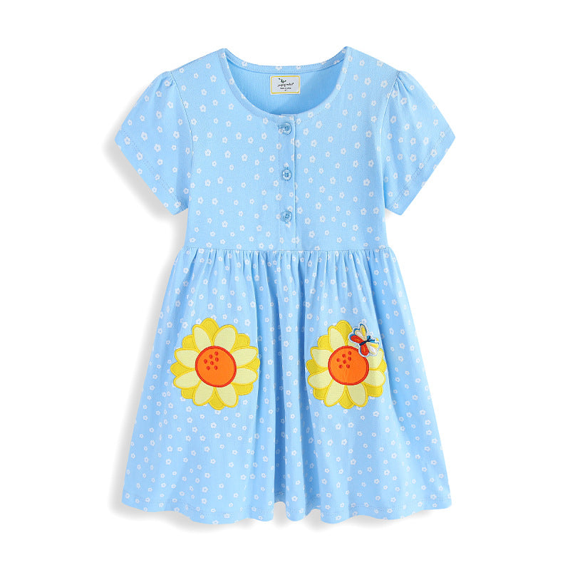 Mädchen Sommerkleid mit verspielten Blumenapplikationen EB