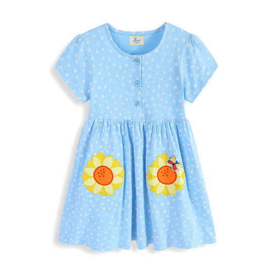 Mädchen Sommerkleid mit verspielten Blumenapplikationen EB