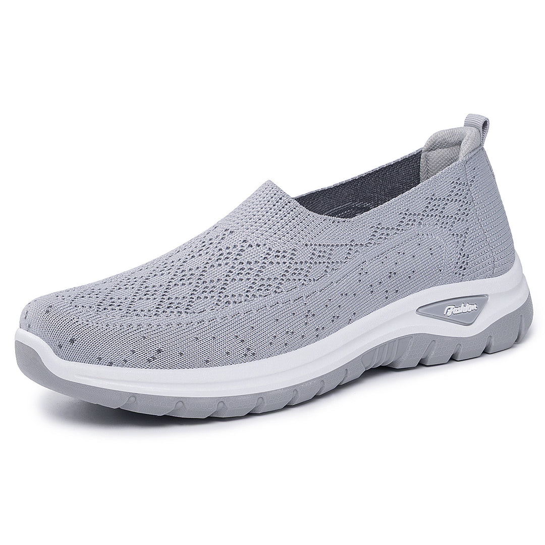 Damen nan gestrickter Slip-On Komfortwalker mit Memory-Fußbett, elastischem Sockeneinstieg und rutschfester Profilsohle EB