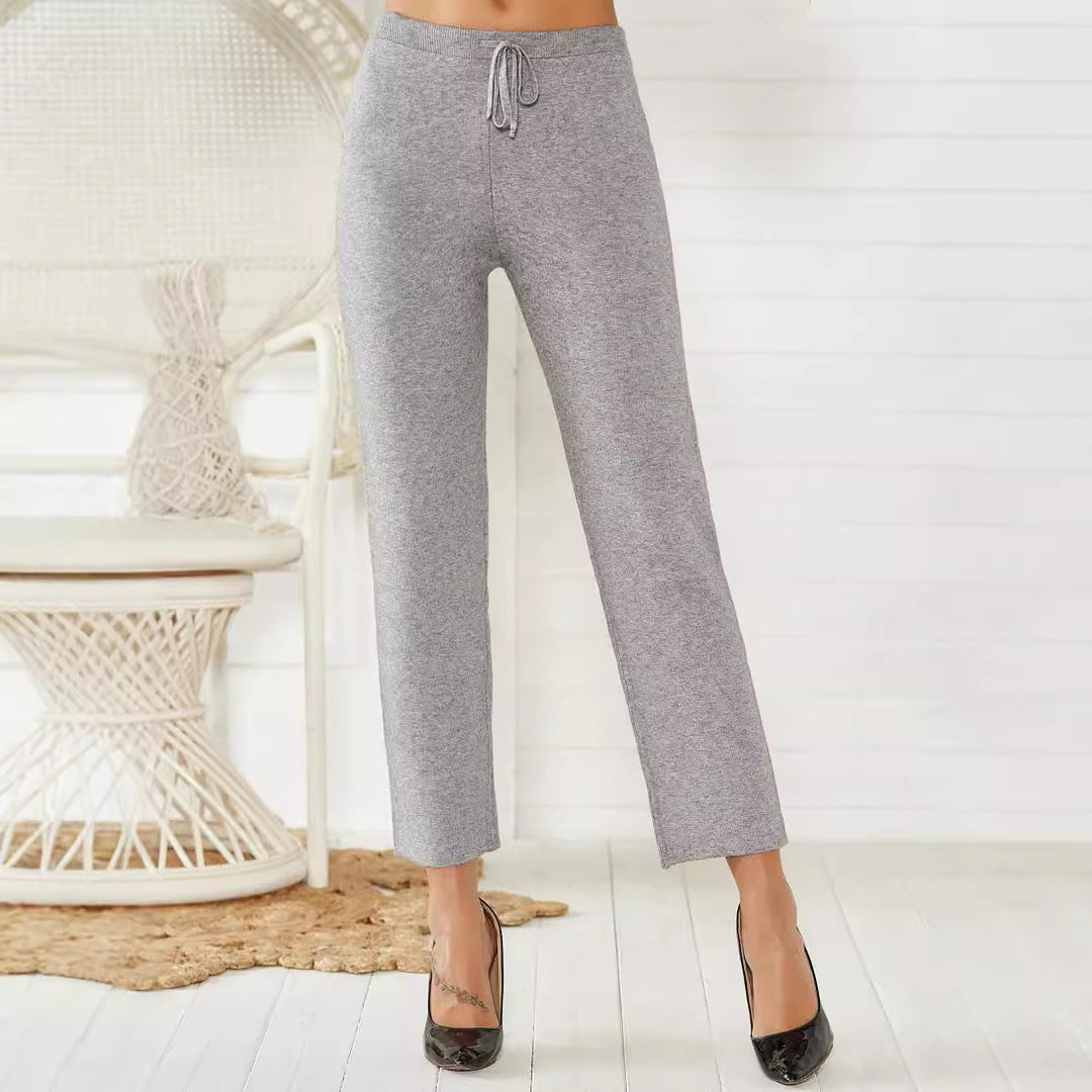 Damen Loungy Strickhose mit elastischem Bund und Kordelzug EB