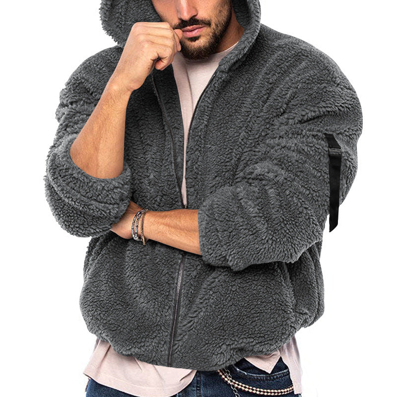 Herren Fleecejacke mit Kapuze und praktischem Reißverschluss EB