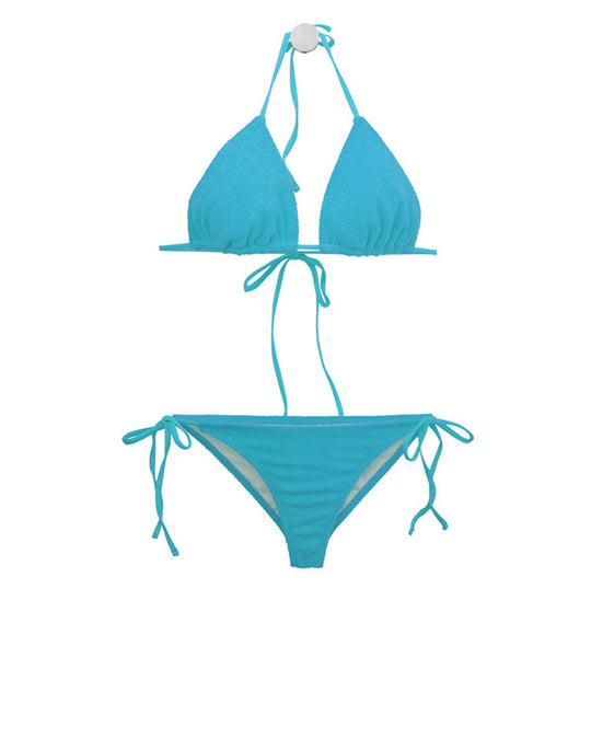 Damen Triangel-Bikini-Set mit verstellbaren Trägern und dekorativem Knoten EB