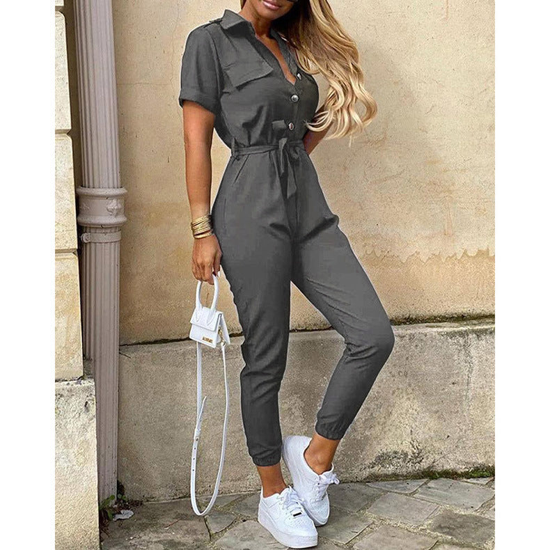 Damen Modischer Jumpsuit mit praktischen Taschen und tailliertem Schnitt EB
