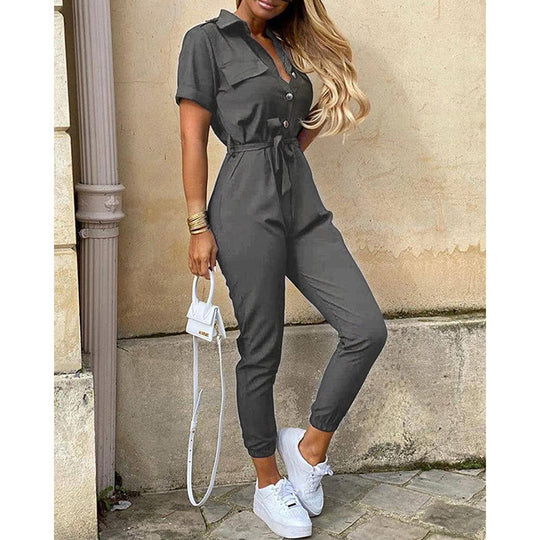 Damen Modischer Jumpsuit mit praktischen Taschen und tailliertem Schnitt EB