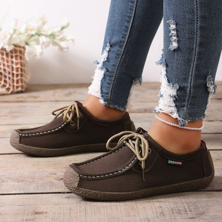 Damen Freizeit Sneaker mit elastischen Schnürsenkeln und rutschfester Sohle EB