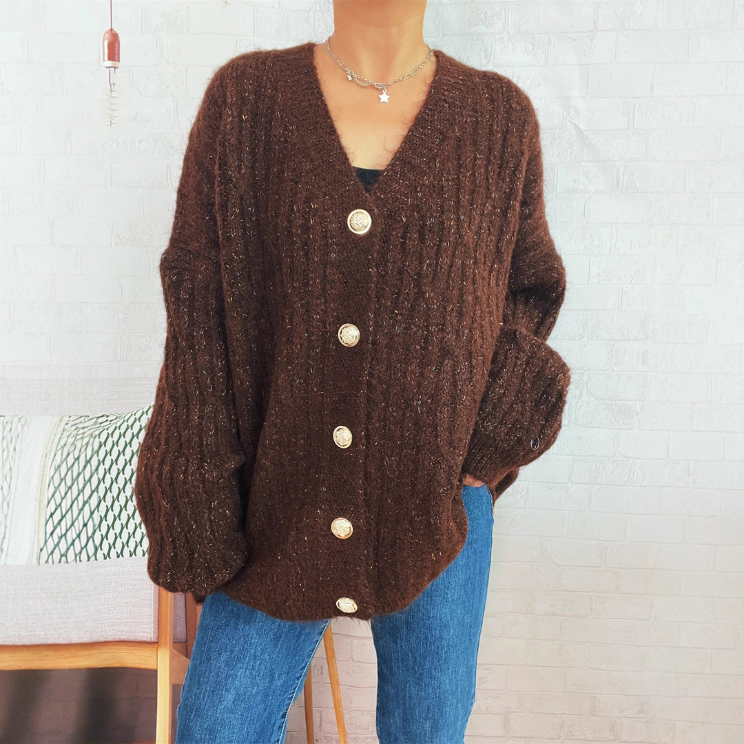 Damen Strickjacke mit luxuriöser Struktur und eleganten Knopfdetails EB