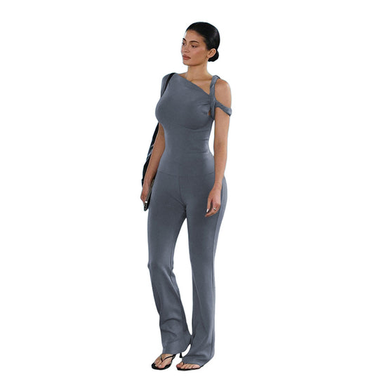 Damen Eleganter Einteiler mit asymmetrischem Schnitt und geschmackvollem Detail EB
