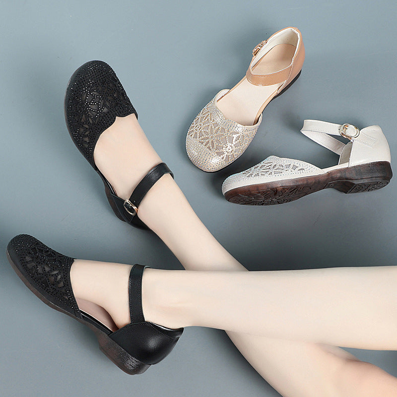 Damen Ballerinas mit funkelndem Strass und eleganter Riemchen-Detail EB