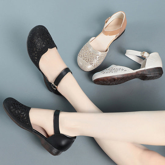 Damen Ballerinas mit funkelndem Strass und eleganter Riemchen-Detail EB