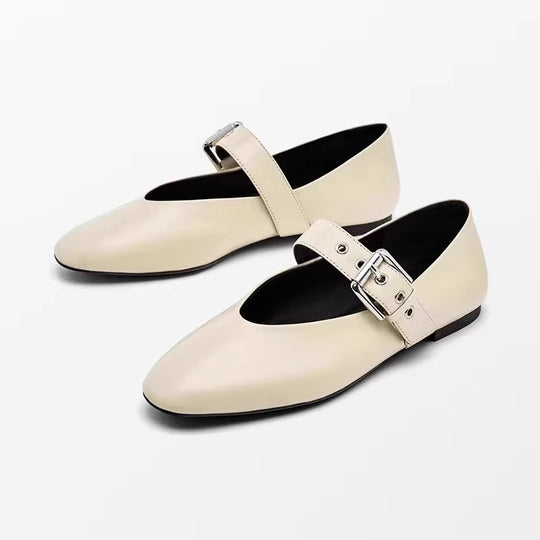 Damen elegante Mokassins mit verstellbarem Schnallenriemen EB
