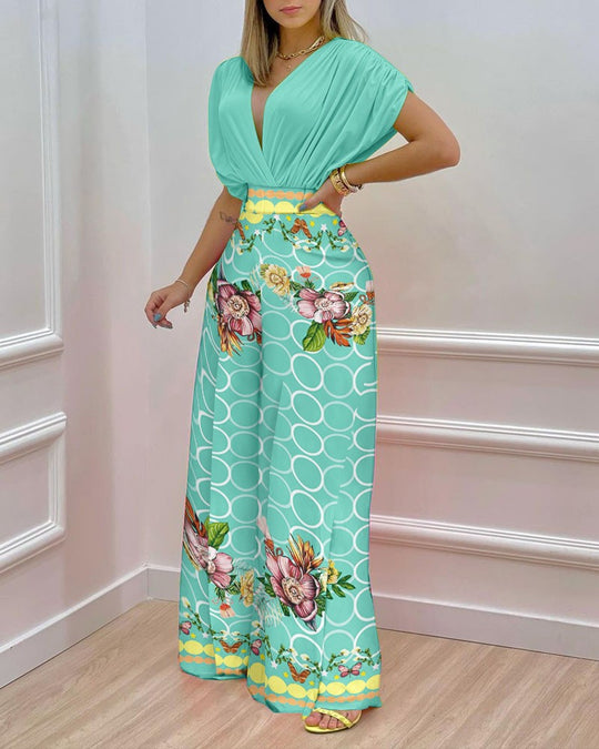 Damen Weit geschnittene Sommerhose mit floralem Design EB