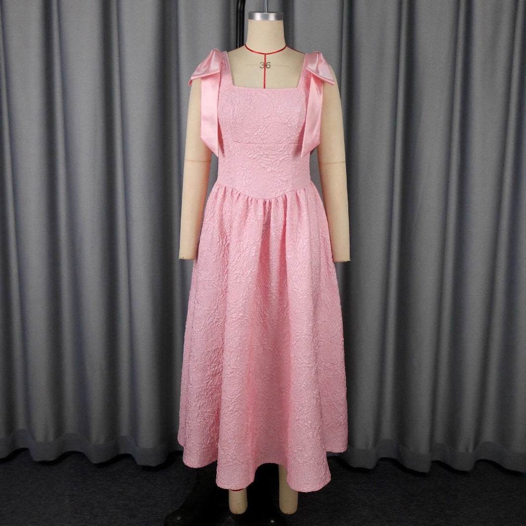 Damen Elegantes Abendkleid mit breiten Satinschleifen EB