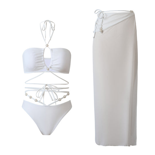 Damen Bikini-Set mit raffinierten Linien und eleganten Perlendetails EB
