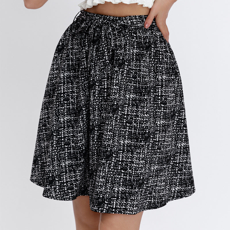 Damen Midirock mit elegantem Karomuster und weitem Schnitt EB