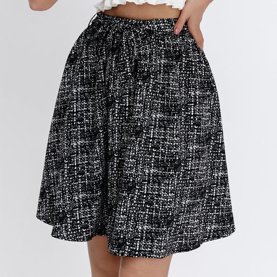 Damen Midirock mit elegantem Karomuster und weitem Schnitt EB