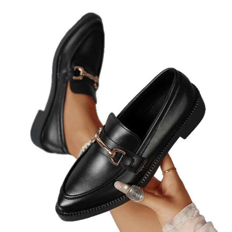 Damen  Lacklederoptik Loafer mit dekorativem Metall-Bit und profilierter Gummisohle EB