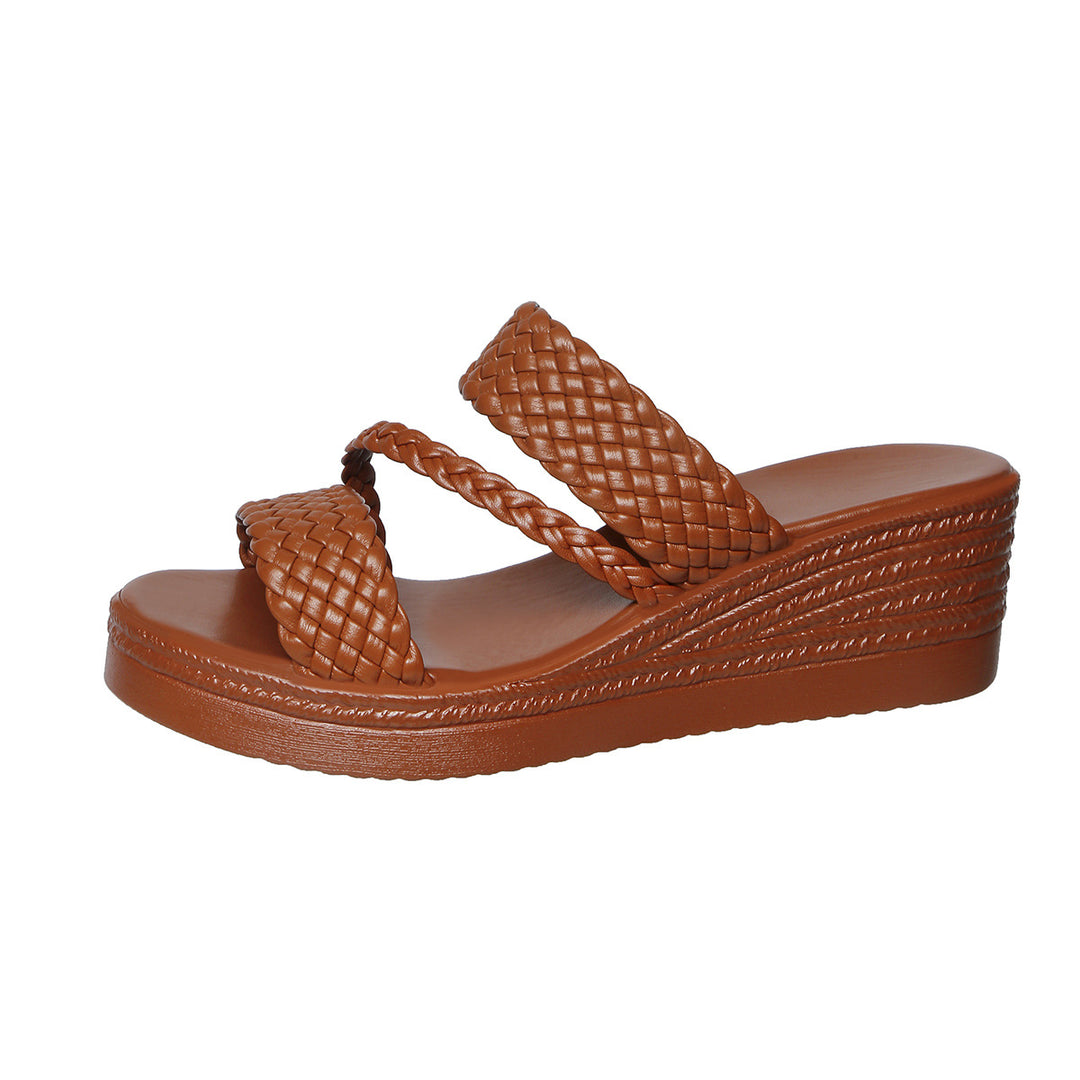 Damen Wedge-Pantoletten mit geflochtenen Riemen und ergonomischer Fußbettgestaltung EB