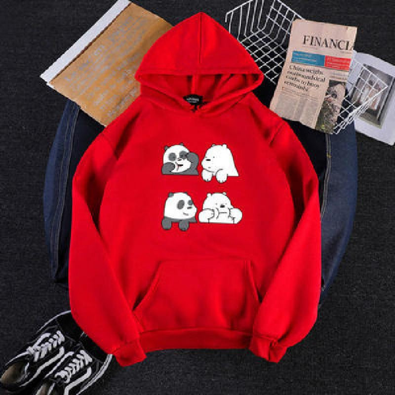 Unisex nan Kapuzenpullover mit niedlichem Comic-Tierprint, Kängurutasche und weichem Fleece-Innenfutter EB
