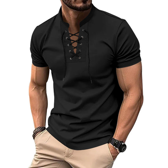 Herren lässiges Poloshirt mit Schnürung EB