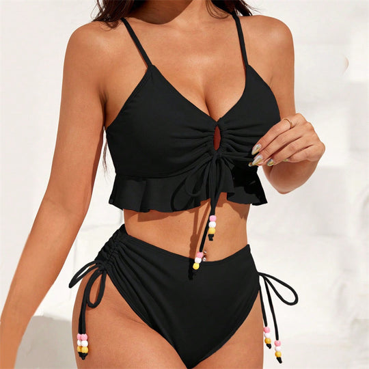 Damen Badeanzug mit Rüschendetails und verstellbaren Trägern EB