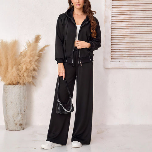Damen sportliches Komplettset im Relaxed Fit mit Kapuze und elastischem Bund EB