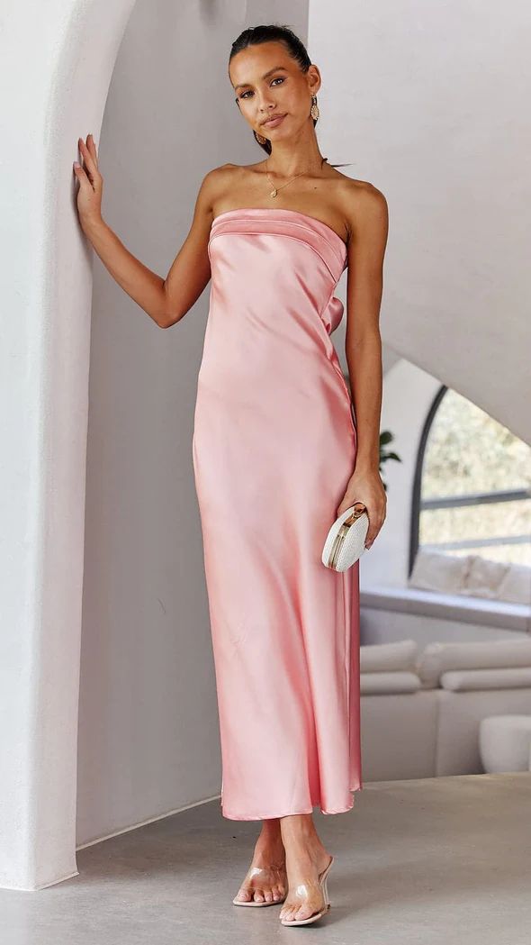 EB | Satin rückenfreies Röhrentop Kleid