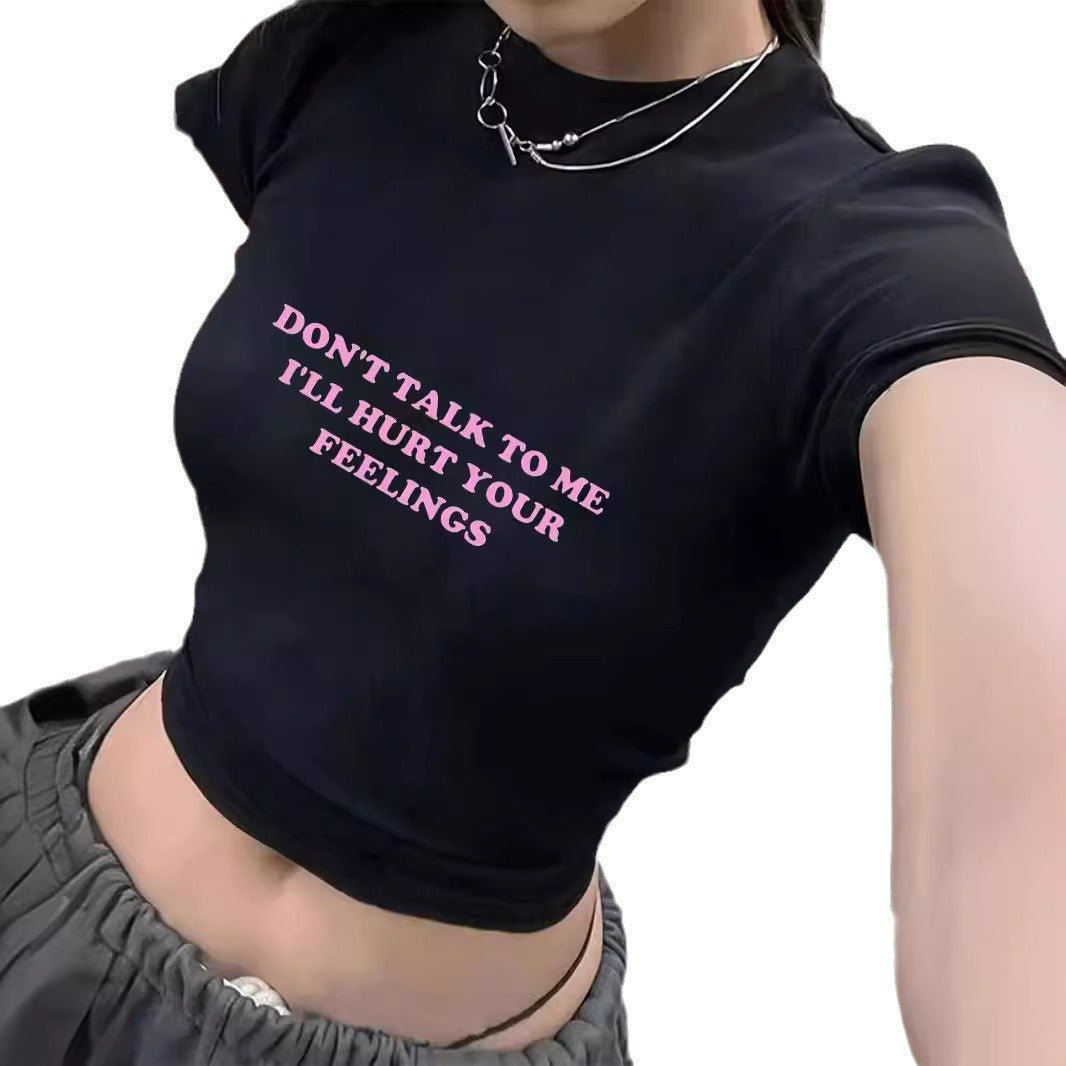 Damen Crop-T-Shirt mit auffälligem Statement-Print EB 1777452337