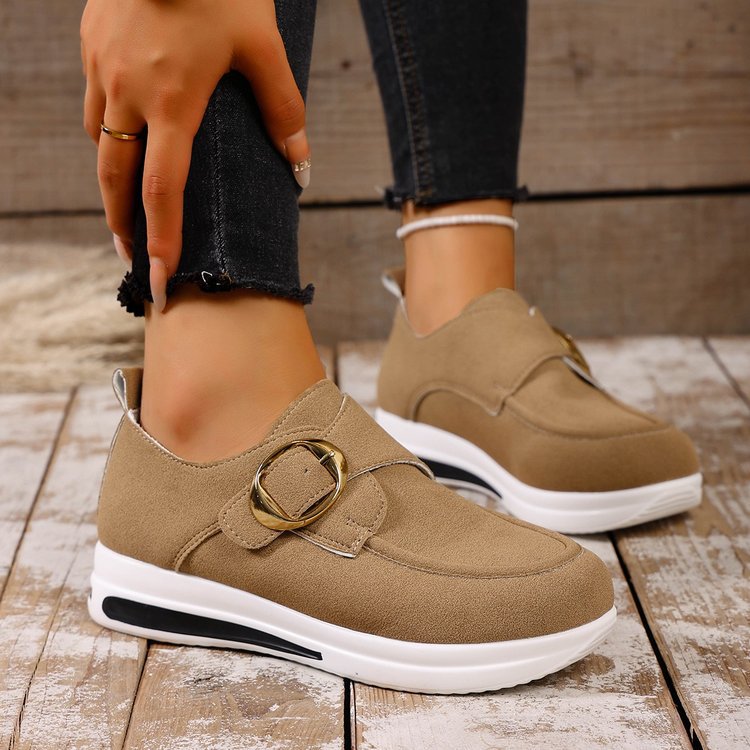 Damen Modische Slip-On Sneakers mit verstellbarem Schnallenverschluss EB