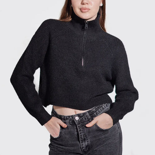Damen Pullover mit hohem Kragen und Zip EB