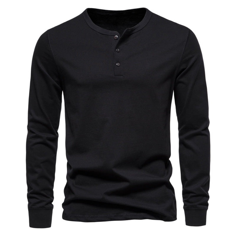 Herren Langarmshirt mit Knopfverschluss und modernem Design EB