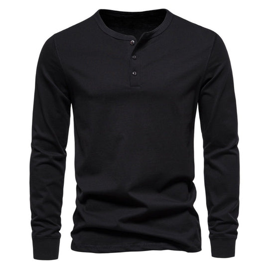 Herren Langarmshirt mit Knopfverschluss und modernem Design EB
