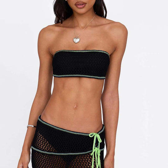 Damen stylisches Netz-Bikinioberteil mit passendem Überwurf EB