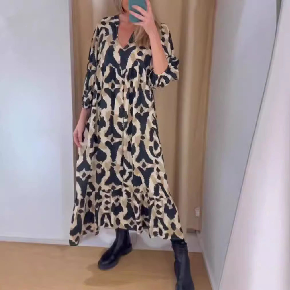 Damen Maxikleid im modernen Animal-Print mit fließender Silhouette Heidi-Mode