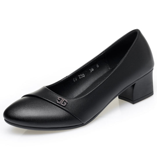Damen elegante Pumps mit komfortablem Blockabsatz und modischem Schmuckdetail EB