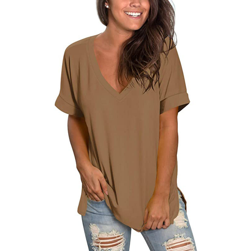 Damen Freizeit V-Ausschnitt T-Shirt EB