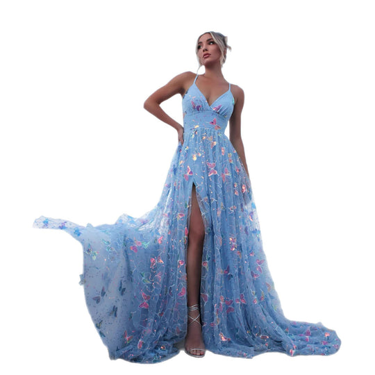 Damen Maxikleid mit feinen Glitzer-Akzenten und floralem Schnitt EB