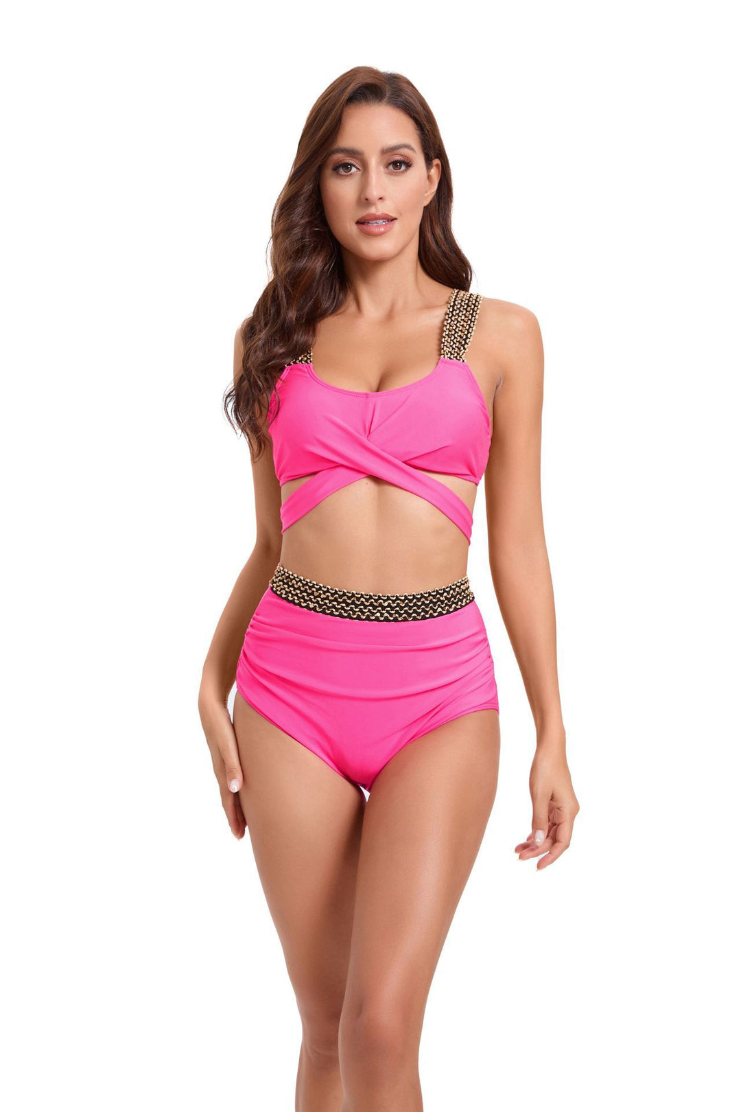 Damen Sportliches Bikini-Set mit raffiniertem Wickeldesign und verstellbaren Trägern EB