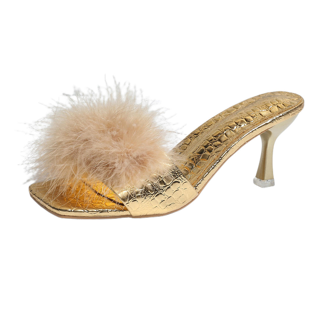 Damen Glamouröse High-Heels mit eleganter Fellverzierung EB