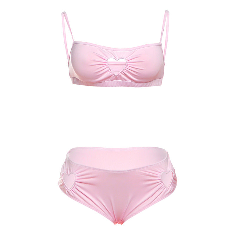 Damen Zweiteiliges Bikiniset mit Herz-Ausschnitten und Rüschen EB