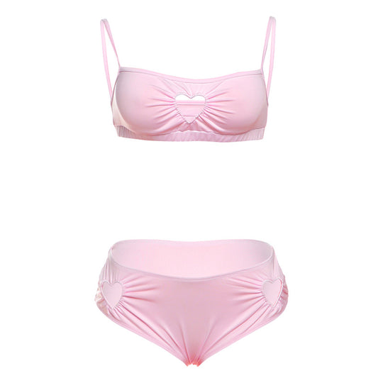 Damen Zweiteiliges Bikiniset mit Herz-Ausschnitten und Rüschen EB