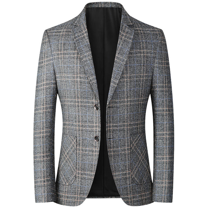 Herren Kariertes Wollmix-Sakko Slim Fit mit schmalem Revers EB