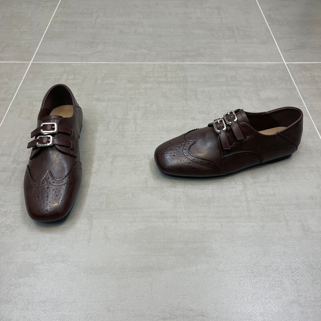 Damen Elegante Lacklederschuhe mit doppelter Schnallenverzierung EB