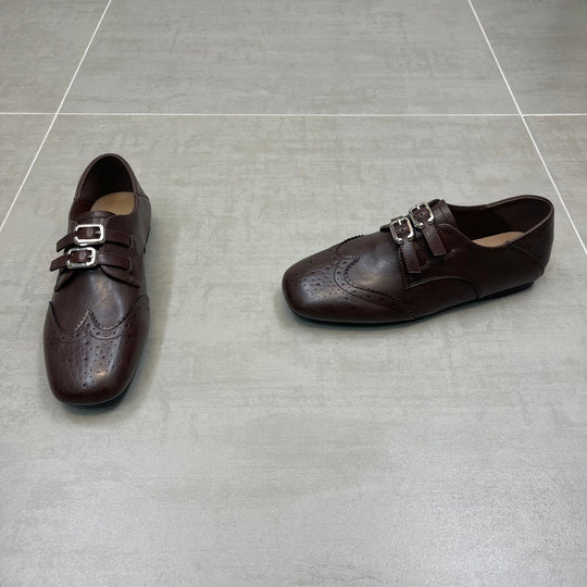 Damen Elegante Lacklederschuhe mit doppelter Schnallenverzierung EB