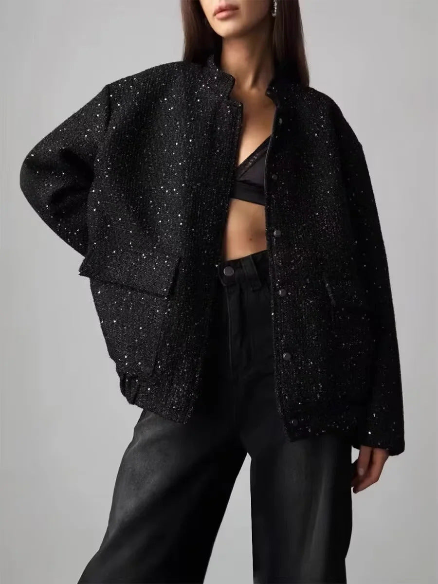 EB | Gold Pailletten Stehkragenjacke