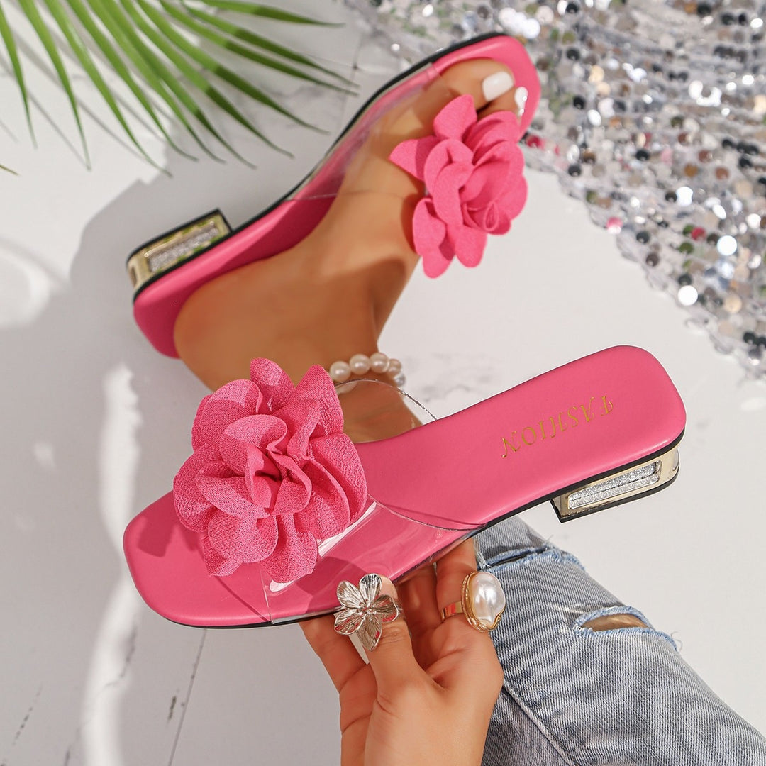 Damen Komfortable Slide-Sandalen mit eleganter Blumenapplikation und rutschfester Sohle EB